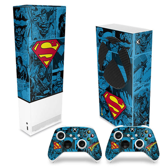 KIT Capa Anti Poeira e Skin Anti-Rage Xbox Series S Vertical - Superman Comics