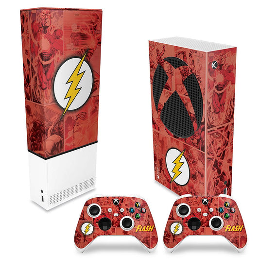 KIT Capa Anti Poeira e Skin Anti-Rage Xbox Series S Vertical - The Flash Comics