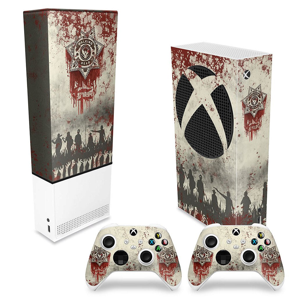 KIT Capa Anti Poeira e Skin Anti-Rage Xbox Series S Vertical - The Walking Dead
