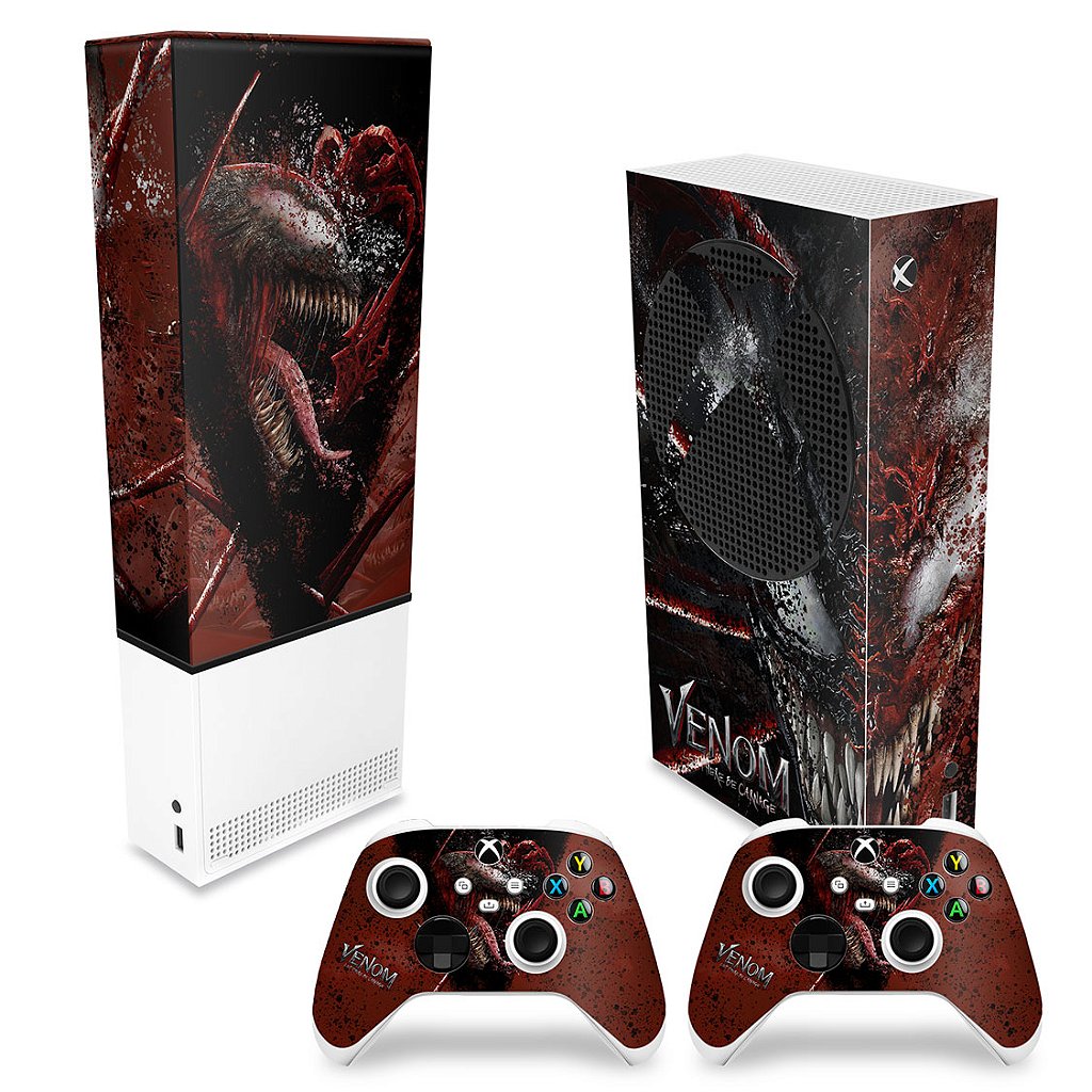 KIT Capa Anti Poeira e Skin Anti-Rage Xbox Series S Vertical - Venom Tempo de Carnificina