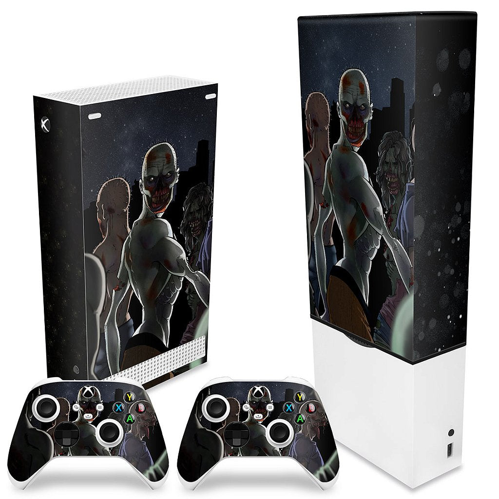 KIT Capa Anti Poeira e Skin Anti-Rage Xbox Series S Vertical - Zombie Zumbi The Walking - Pop Arte Skins - foto 2