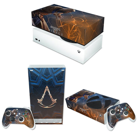 KIT Capa Anti Poeira e Skin Anti-Rage Xbox Series S Horizontal - Assassin's Creed Mirage