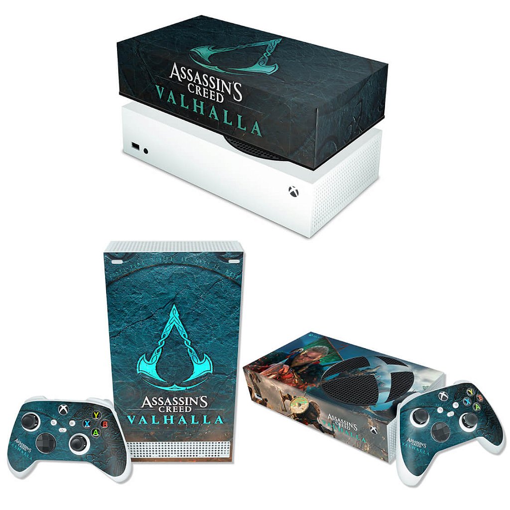 KIT Capa Anti Poeira e Skin Anti-Rage Xbox Series S Horizontal - Assassin's Creed Valhalla