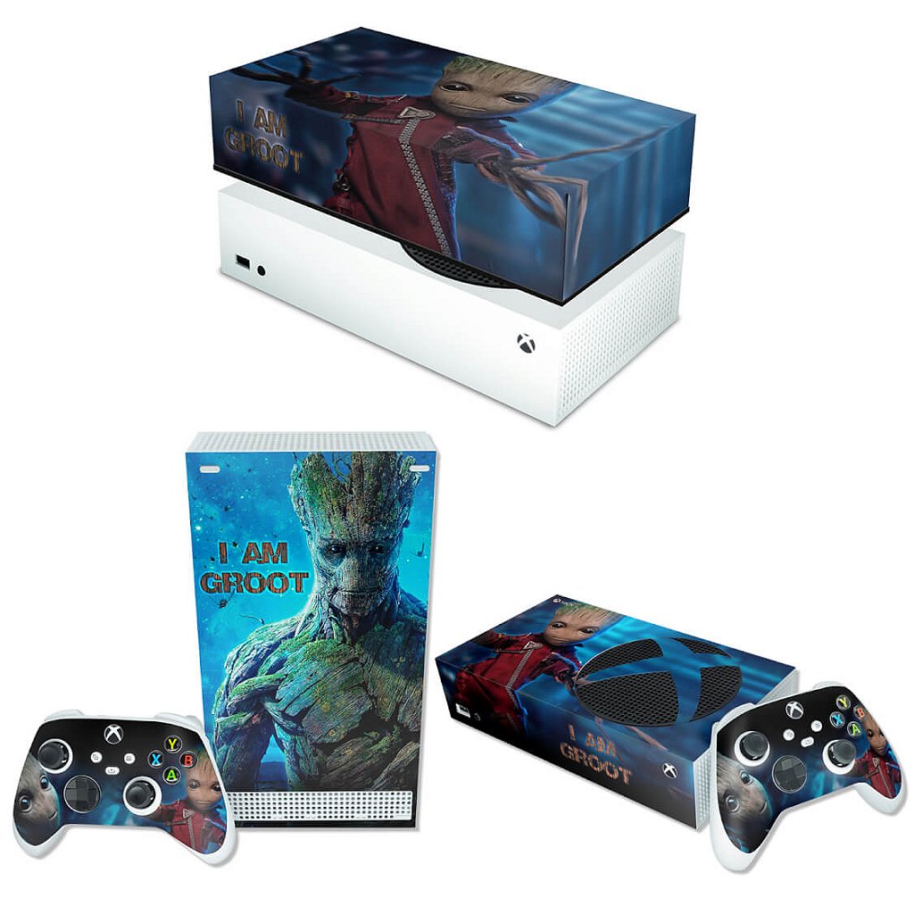 KIT Capa Anti Poeira e Skin Anti-Rage Xbox Series S Horizontal - Baby Groot