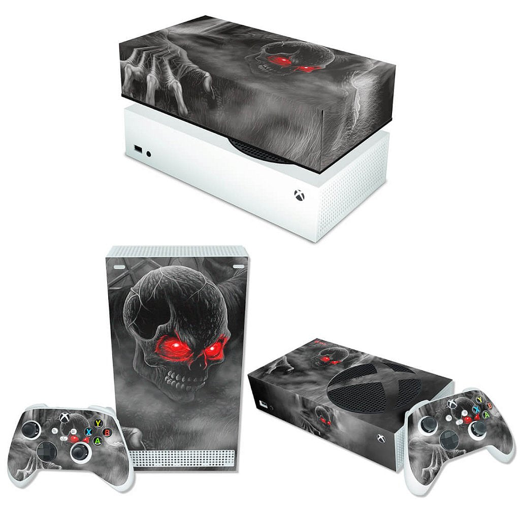 KIT Capa Anti Poeira e Skin Anti-Rage Xbox Series S Horizontal - Caveira Skull
