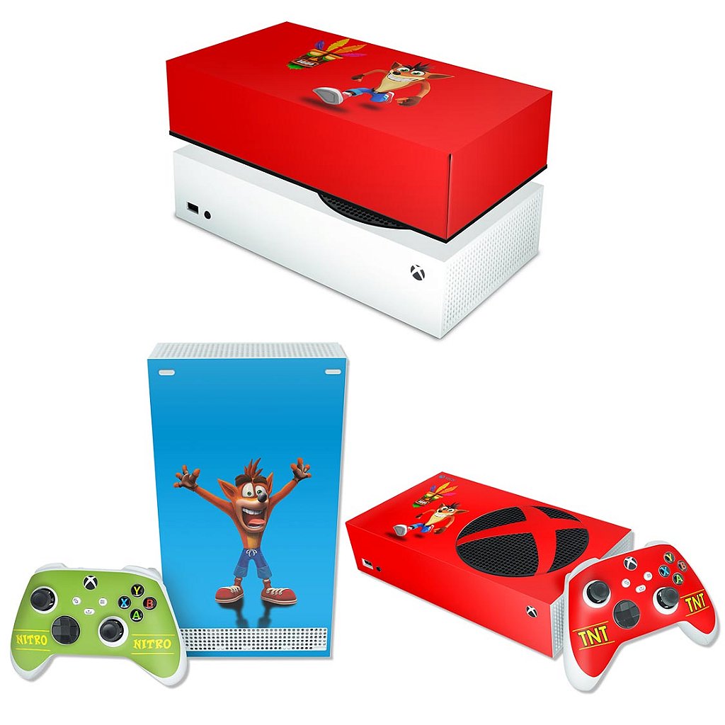 KIT Capa Anti Poeira e Skin Anti-Rage Xbox Series S Horizontal - Crash Bandicoot