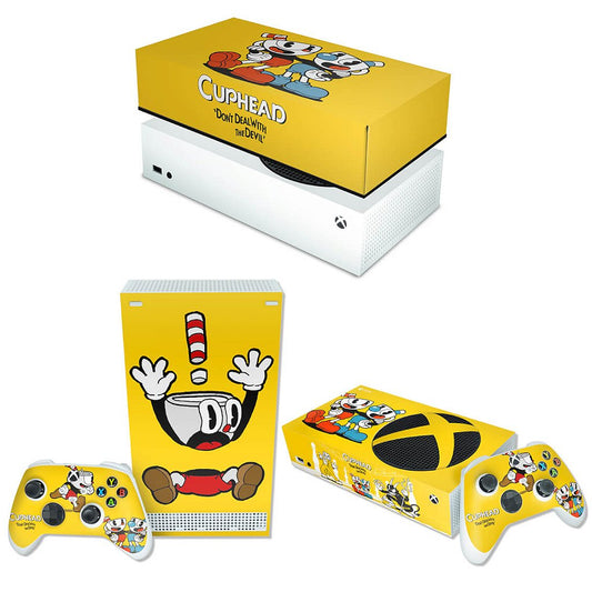 KIT Capa Anti Poeira e Skin Anti-Rage Xbox Series S Horizontal - Cuphead