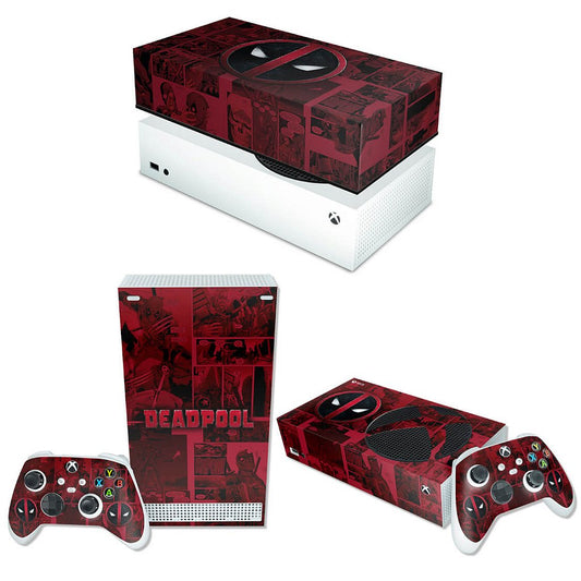KIT Capa Anti Poeira e Skin Anti-Rage Xbox Series S Horizontal - Deadpool Comics
