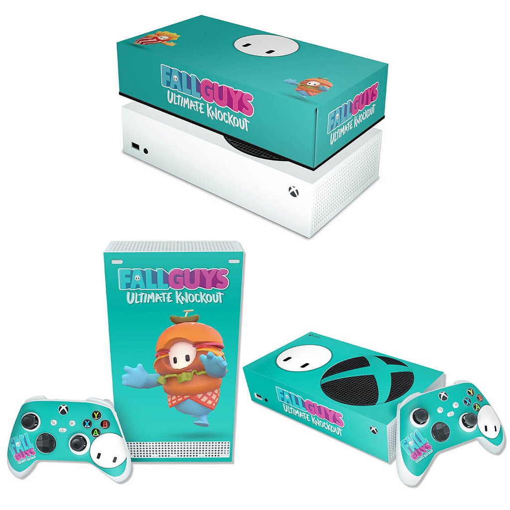 KIT Capa Anti Poeira e Skin Anti-Rage Xbox Series S Horizontal - Fall Guys
