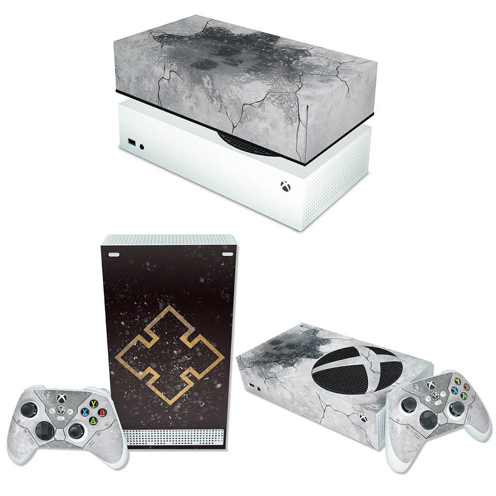 KIT Capa Anti Poeira e Skin Anti-Rage Xbox Series S Horizontal - Gears 5 Bundle