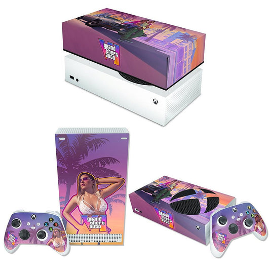 KIT Capa Anti Poeira e Skin Anti-Rage Xbox Series S Horizontal - GTA 6 VI