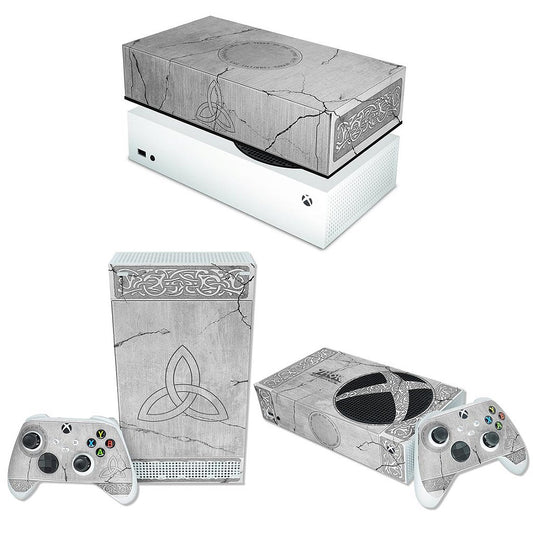 KIT Capa Anti Poeira e Skin Anti-Rage Xbox Series S Horizontal - Mjolnir Thor Amor e Trovão