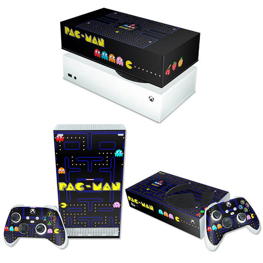 KIT Capa Anti Poeira e Skin Anti-Rage Xbox Series S Horizontal - Pac Man