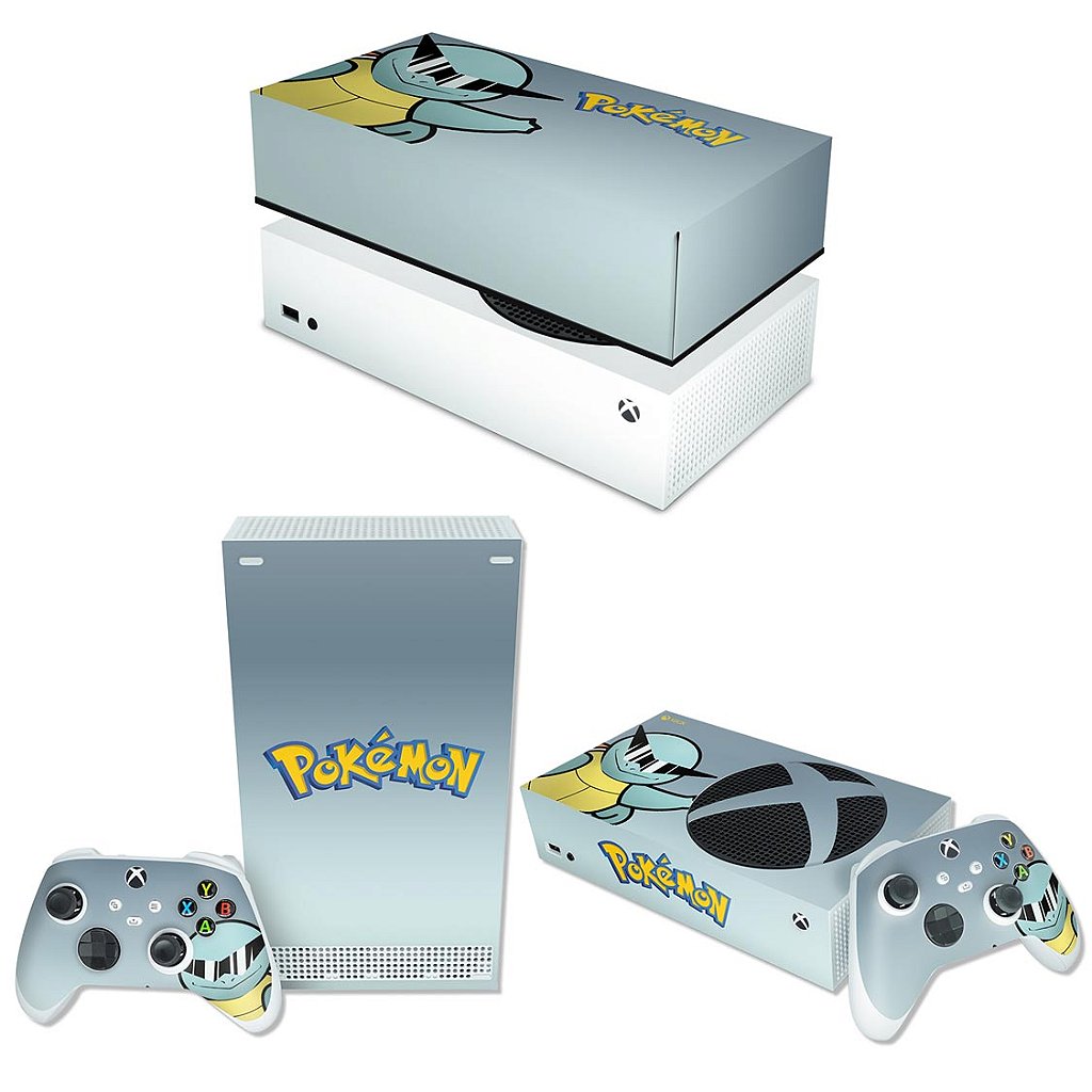 KIT Capa Anti Poeira e Skin Anti-Rage Xbox Series S Horizontal - Pokemon Squirtle