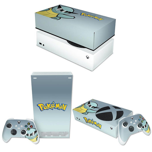 KIT Capa Anti Poeira e Skin Anti-Rage Xbox Series S Horizontal - Pokemon Squirtle