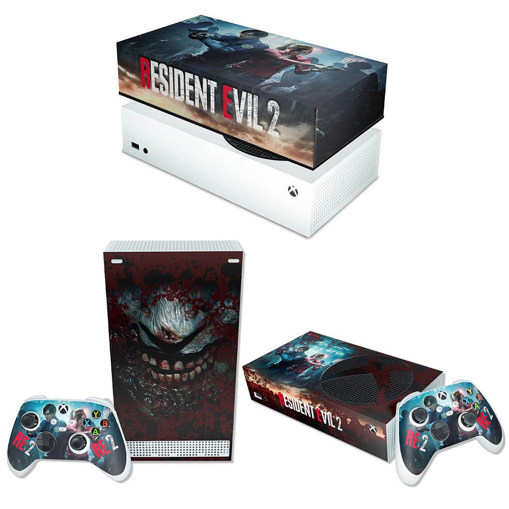 KIT Capa Anti Poeira e Skin Anti-Rage Xbox Series S Horizontal - Resident Evil 2 Remake