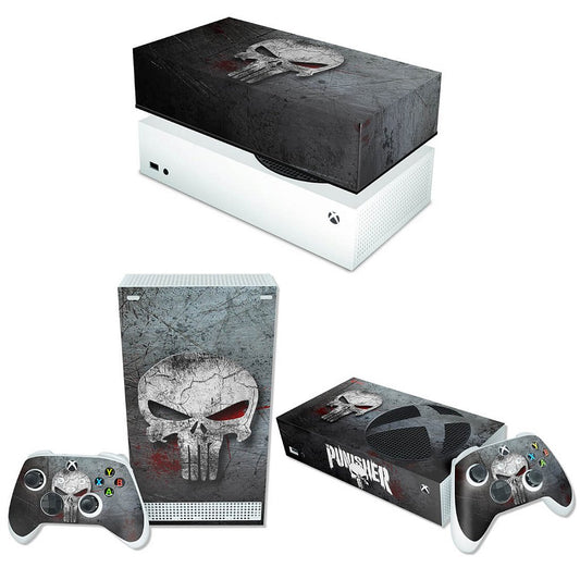KIT Capa Anti Poeira e Skin Anti-Rage Xbox Series S Horizontal - The Punisher Justiceiro