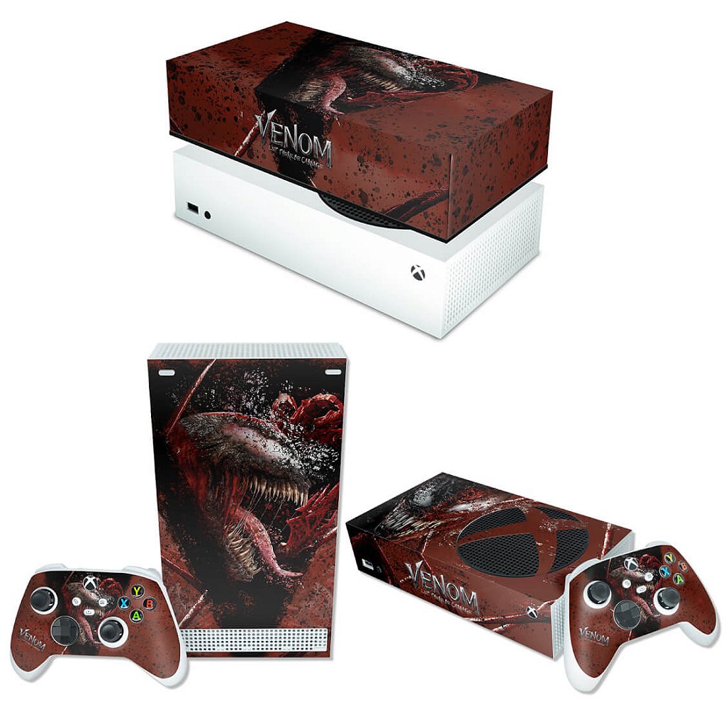KIT Capa Anti Poeira e Skin Anti-Rage Xbox Series S Horizontal - Venom Tempo de Carnificina