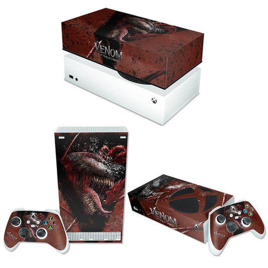 KIT Capa Anti Poeira e Skin Anti-Rage Xbox Series S Horizontal - Venom Tempo de Carnificina