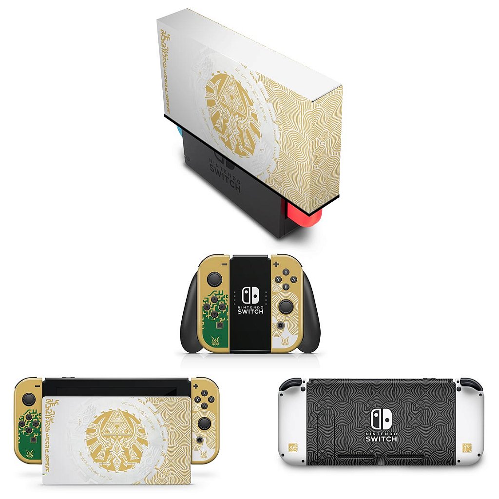 KIT Capa Anti Poeira e Skin Anti-Rage Nintendo Switch 1 - Zelda Tears of the Kingdom Edition