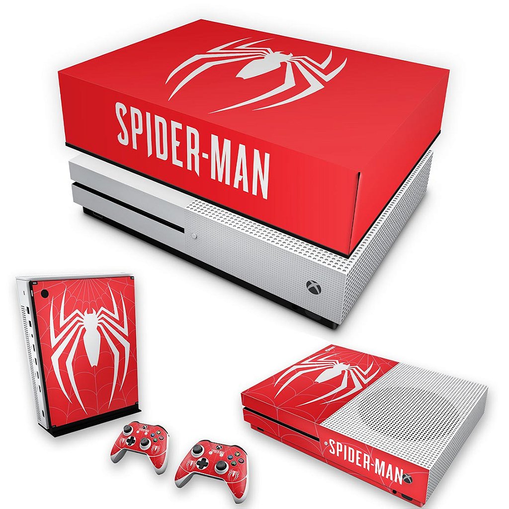 KIT Capa Anti Poeira e Skin Anti-Rage Xbox One S Slim - Spider-man Bundle