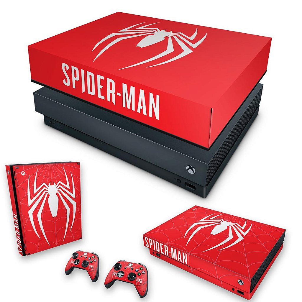 KIT Capa Anti Poeira e Skin Anti-Rage Xbox One X - Spider-man Bundle