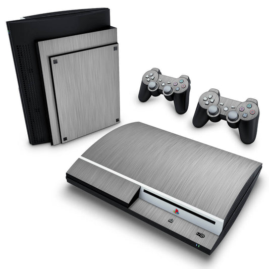 Skin Anti-Rage PS3 Fat - Aço Escovado Cinza