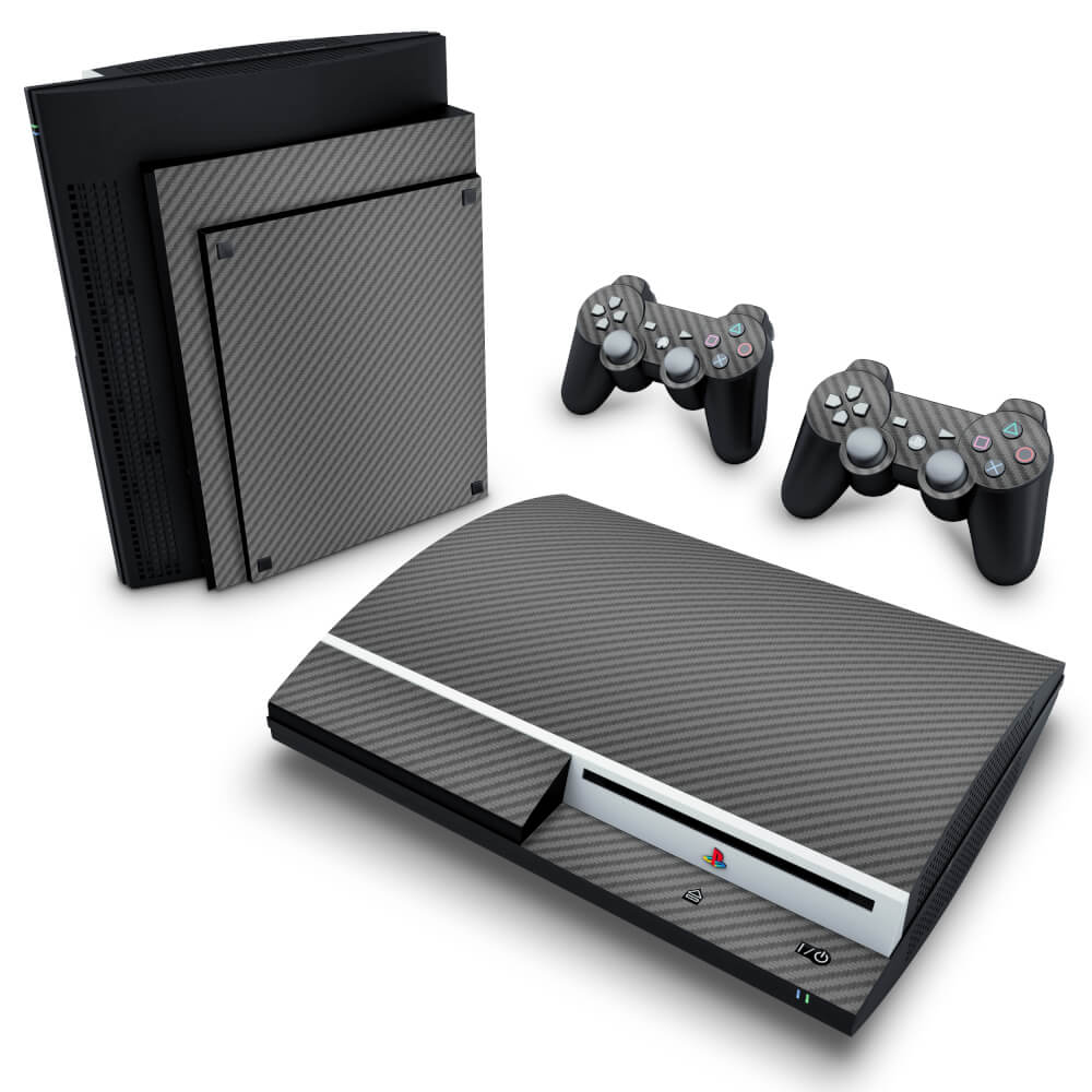Skin Anti-Rage PS3 Fat - Fibra de Carbono Cinza Grafite