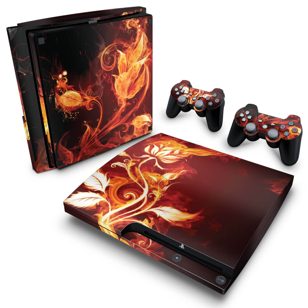 Skin Anti-Rage PS3 Slim - Fire Flower