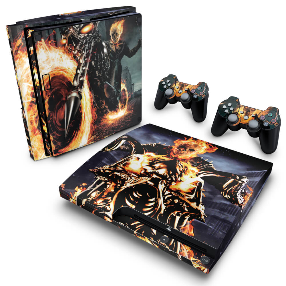 Skin Anti-Rage PS3 Slim - Ghost Rider - Motoqueiro Fantasma #A
