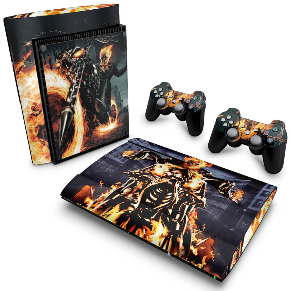 Skin Anti-Rage PS3 Super Slim - Ghost Rider - Motoqueiro Fantasma #A