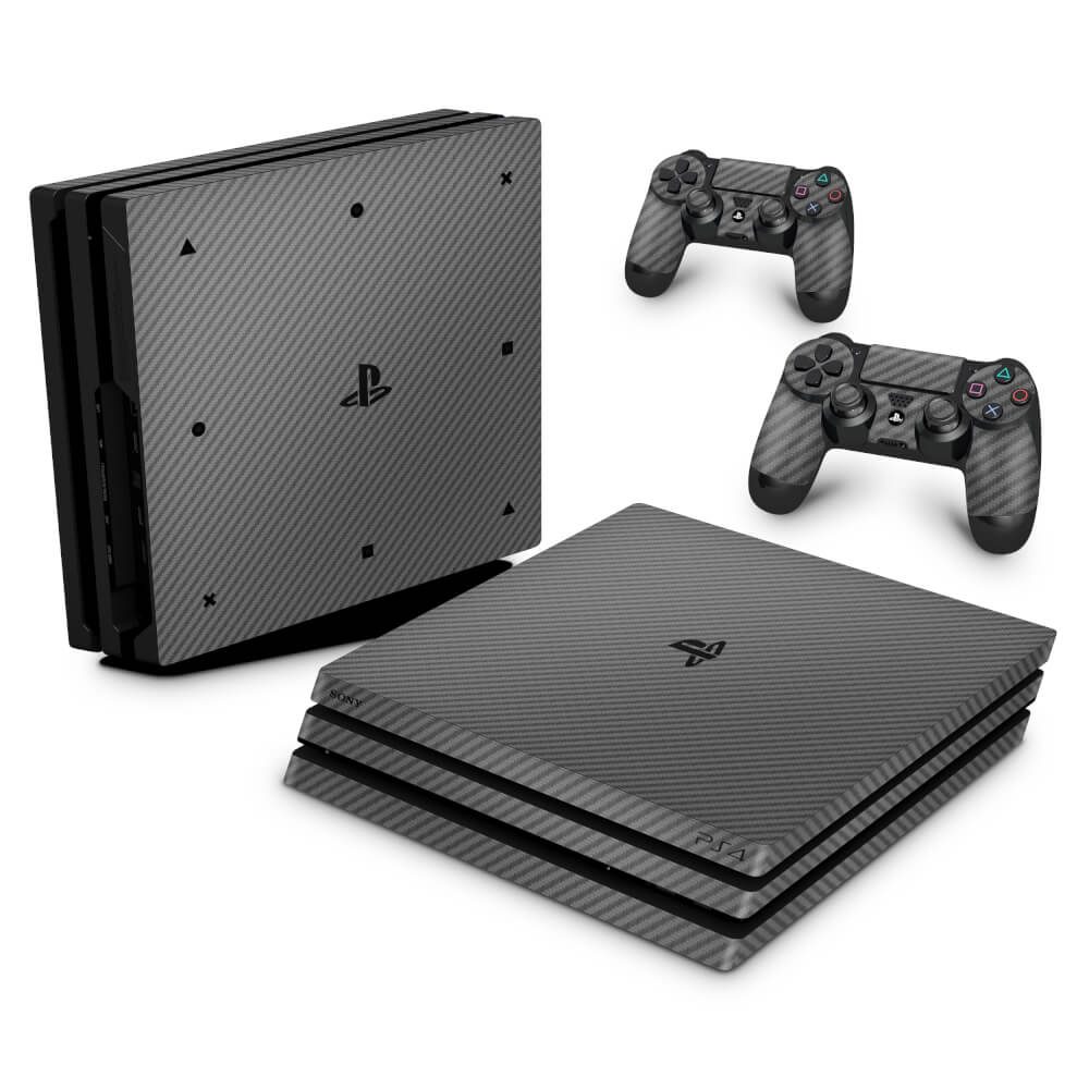 Skin Anti-Rage PS4 Pro - Fibra de Carbono Cinza Grafite
