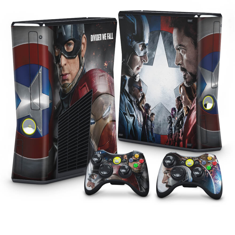 Skin Anti-Rage Xbox 360 Slim - Capitão America Guerra Civil