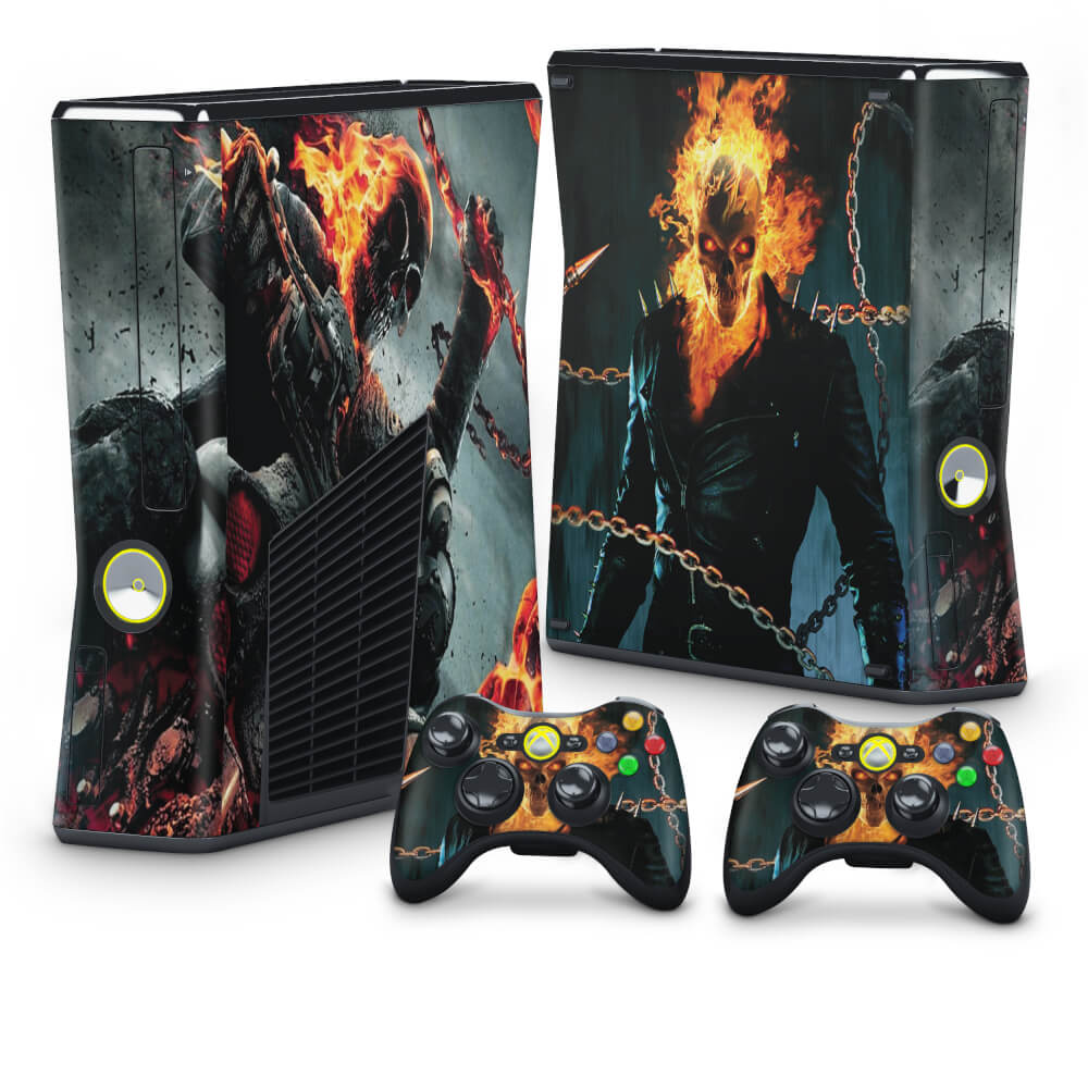 Skin Anti-Rage Xbox 360 Slim - Ghost Rider - Motoqueiro Fantasma #B