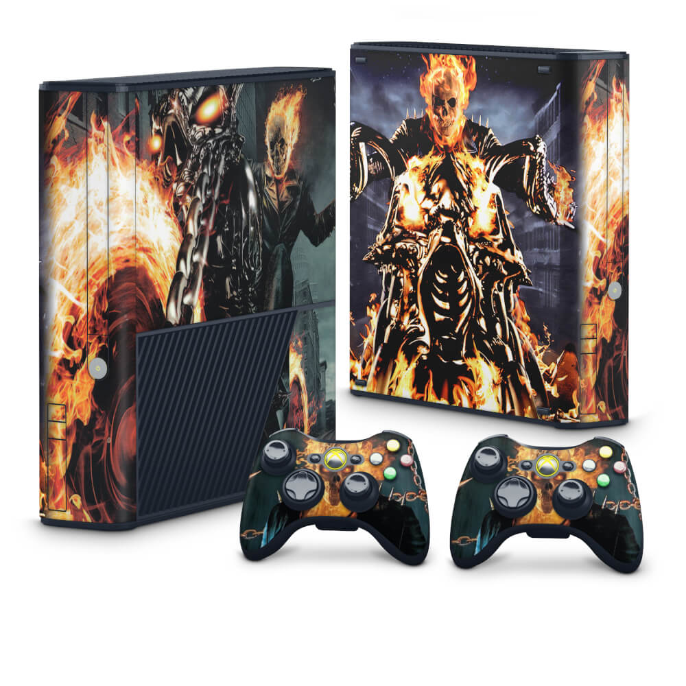 Skin Anti-Rage Xbox 360 Super Slim - Ghost Rider - Motoqueiro Fantasma #A