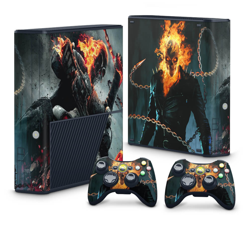 Skin Anti-Rage Xbox 360 Super Slim - Ghost Rider - Motoqueiro Fantasma #B