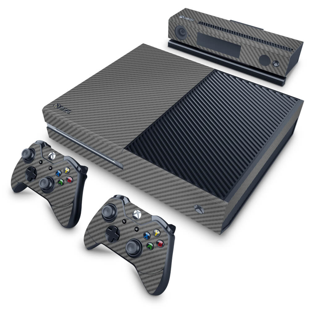 Skin Anti-Rage Xbox One Fat - Fibra de Carbono Cinza Grafite