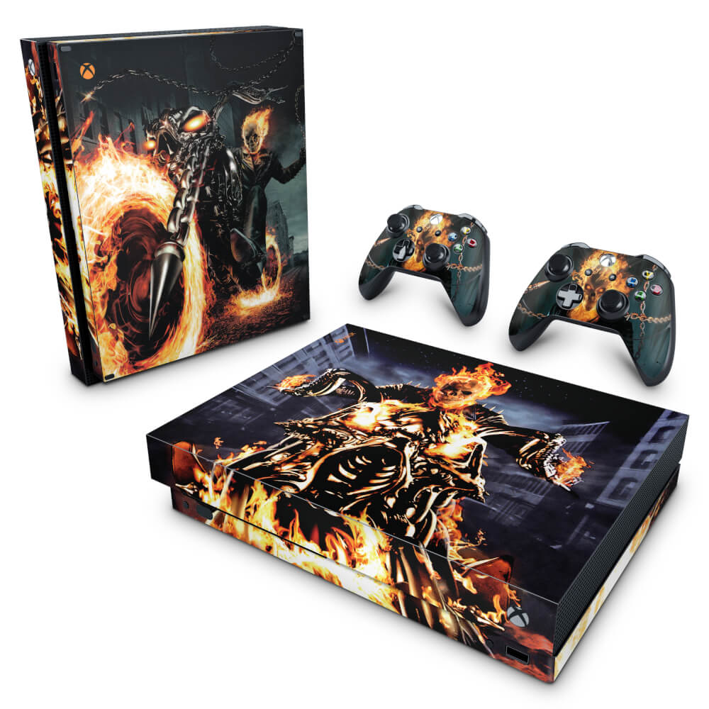 Skin Anti-Rage Xbox One X - Ghost Rider - Motoqueiro Fantasma #A
