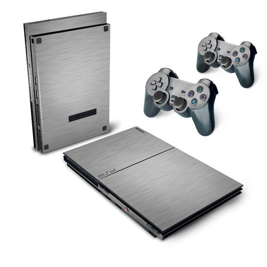 PS2 Slim Skin - Aço Escovado Cinza