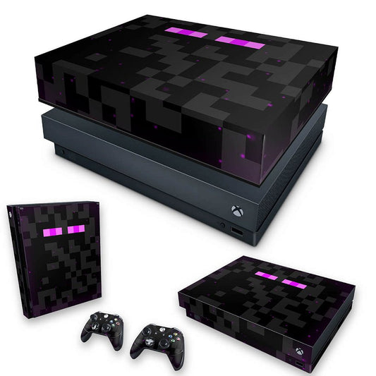 KIT Xbox One X Skin Anti-Rage e Capa Anti Poeira - Minecraft Enderman