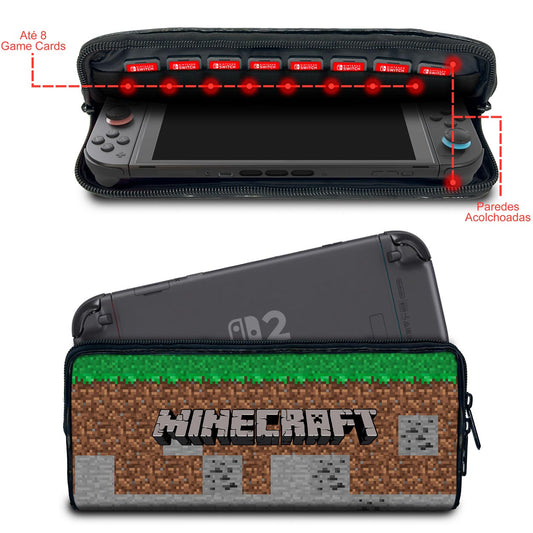 Case Nintendo Switch 2 Bolsa Estojo - Minecraft