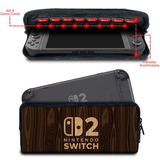 Case Nintendo Switch 2 Bolsa Estojo - Madeira