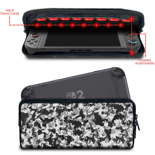 Case Nintendo Switch 2 Bolsa Estojo - Camuflada Cinza