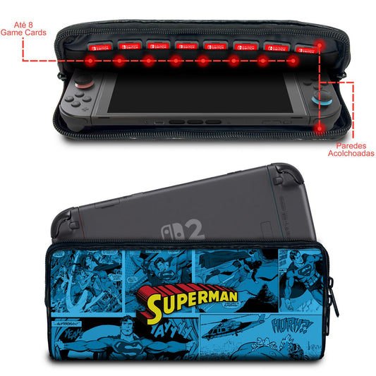 Case Nintendo Switch 2 Bolsa Estojo - Superman Comics