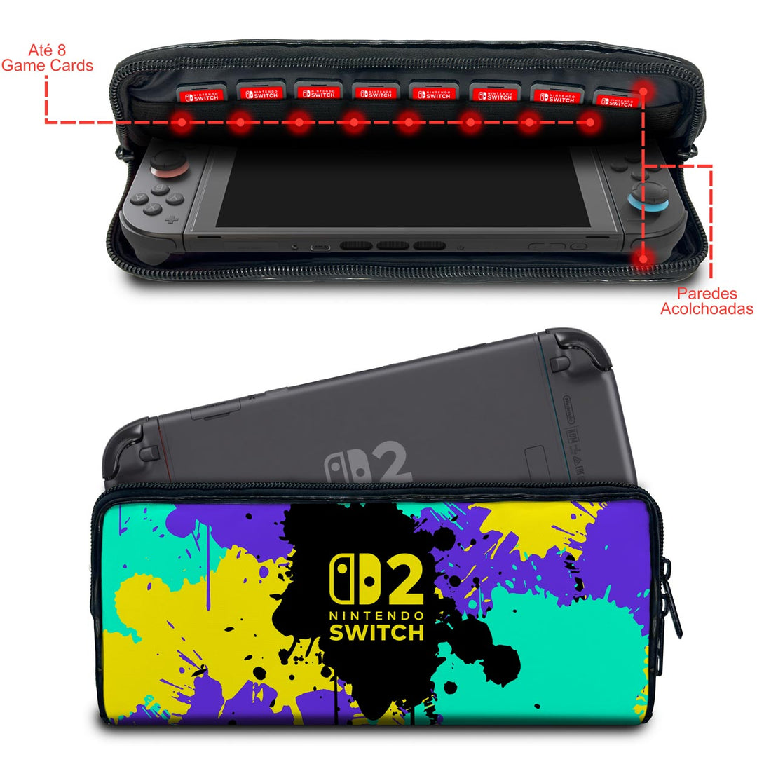 Case Nintendo Switch 2 Bolsa Estojo - Splatoon 3 - Pop Arte Skins - foto 2