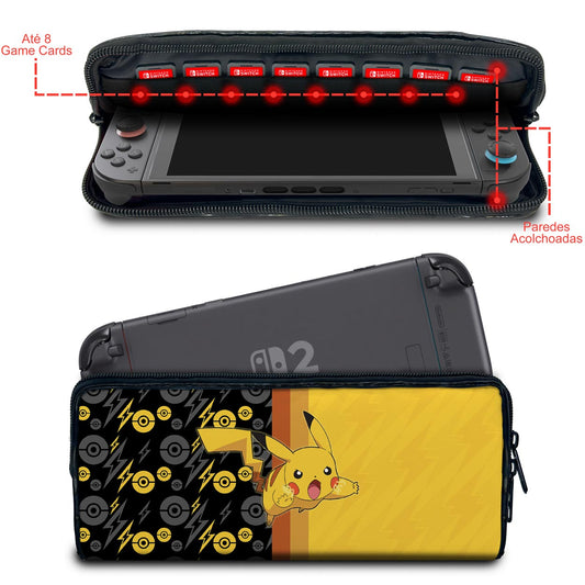 Case Nintendo Switch 2 Bolsa Estojo - Pikachu Pokemon