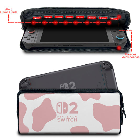Case Nintendo Switch 2 Bolsa Estojo - Vaquinha Rosa