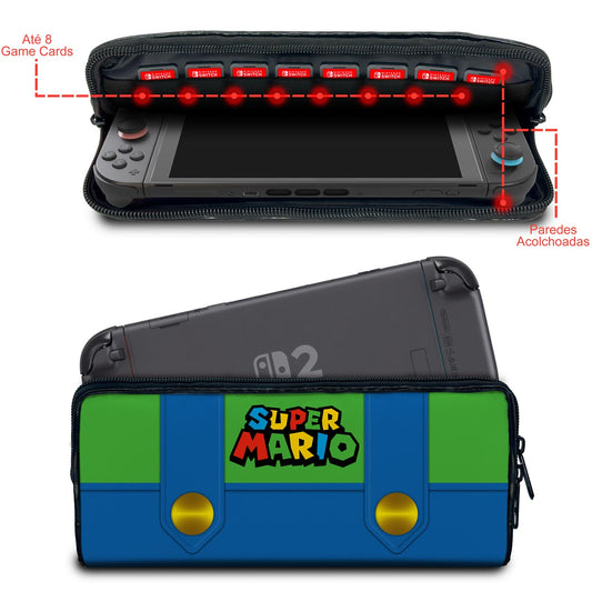 Case Nintendo Switch 2 Bolsa Estojo - Luigi Verde Mania
