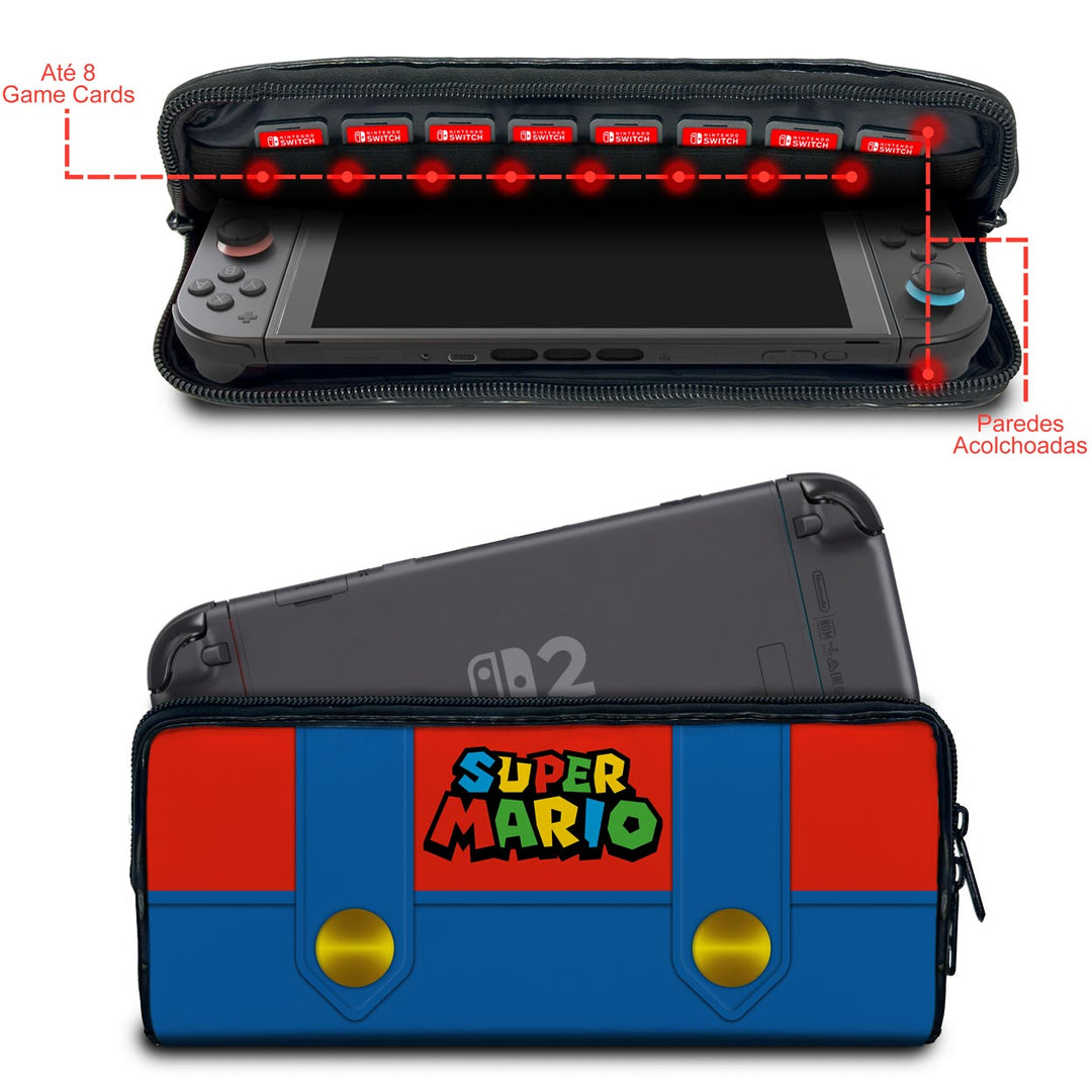 Case Nintendo Switch 2 Bolsa Estojo - Mario Vermelho Mania - Pop Arte Skins - foto 2