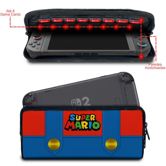 Case Nintendo Switch 2 Bolsa Estojo - Mario Vermelho Mania